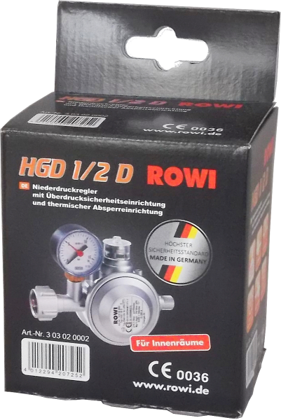 Rowi Gas-Druckregler für Innenräume HGD 1/2D Druckminderer Druckregler Gasregler 