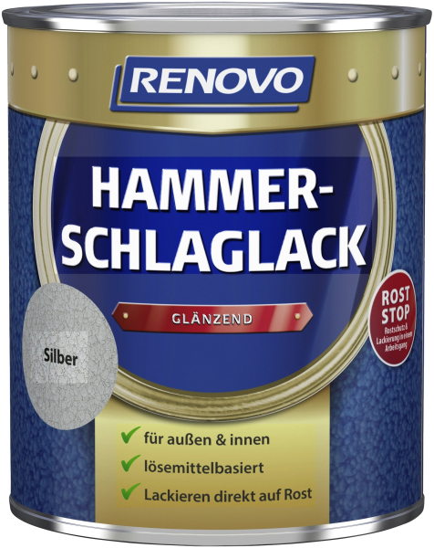 250ml Renovo Hammerschlaglack glänzend silber