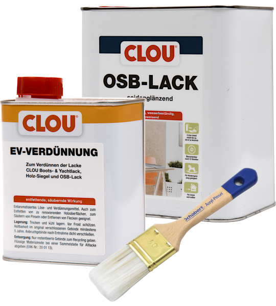 3L Clou OSB-Lack Set farblos mit Pinsel + EV