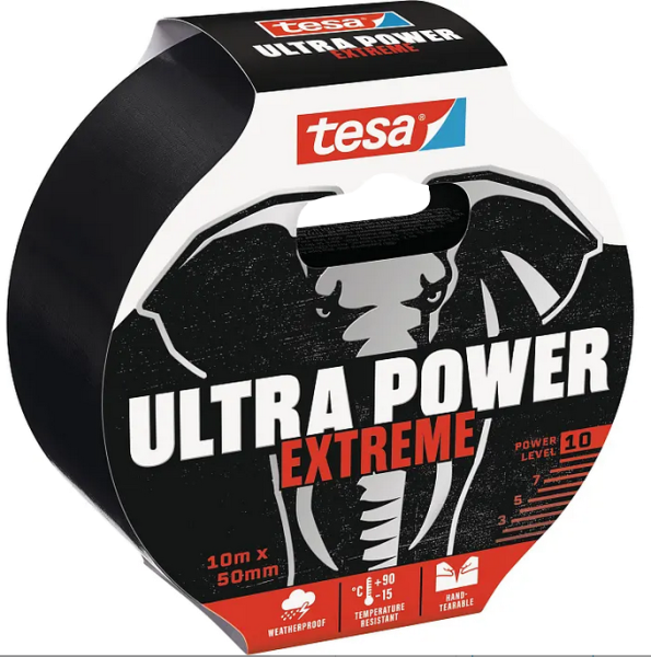 tesa® Ultra Power Extreme Reparaturband Farbe schwarz, Länge 10m, Breite 50mm