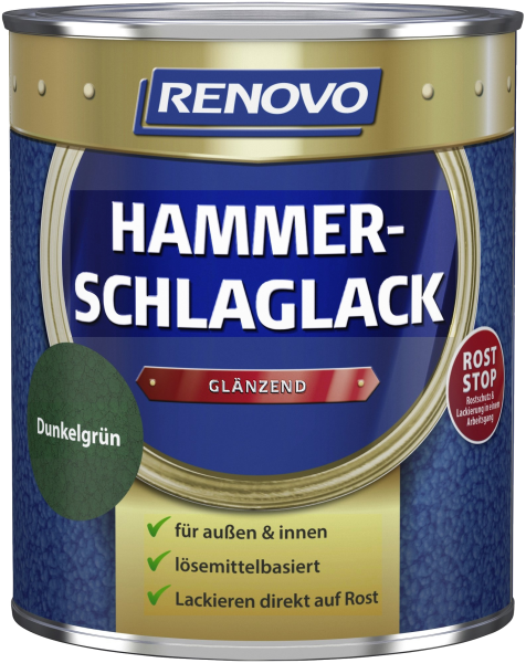 250ml Renovo Hammerschlaglack glänzend dunkelgrün