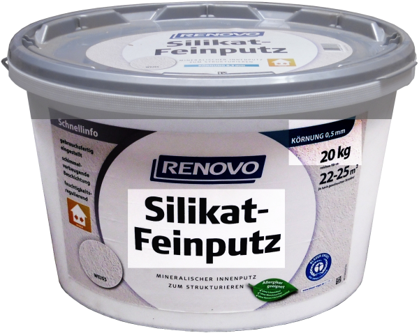 20kg Renovo Silikat Feinputz 0,5mm Weiß für innen