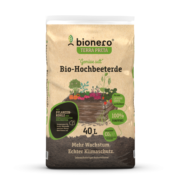40L bionero Bio Hochbeeterde "Gemüse satt" terrapreta